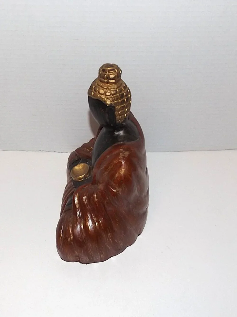 Pier 1 Resin 9” Meditating Buddha Statue Figurine Gold Brushed